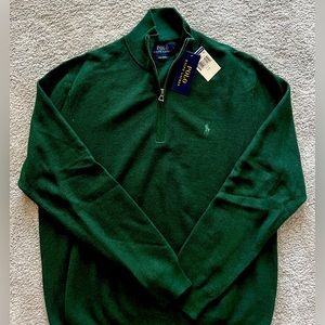 NWT Men’s Ralph Lauren Polo 1/4 Zip Forest Green Sweater